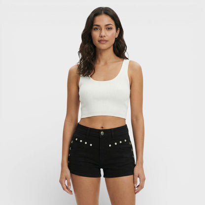 Shorts Mujer Ajustados con Ojales y Cordones