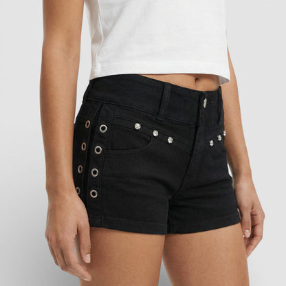 Shorts Mujer Ajustados con Ojales y Cordones