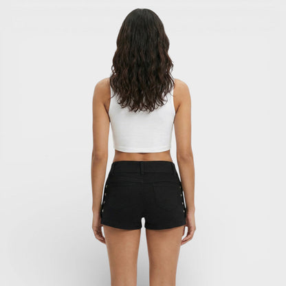 Shorts Mujer Ajustados con Ojales y Cordones