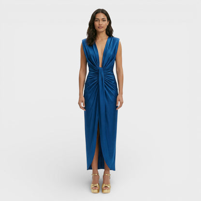 Vestido Midi Mujer Fiesta Escote Pico