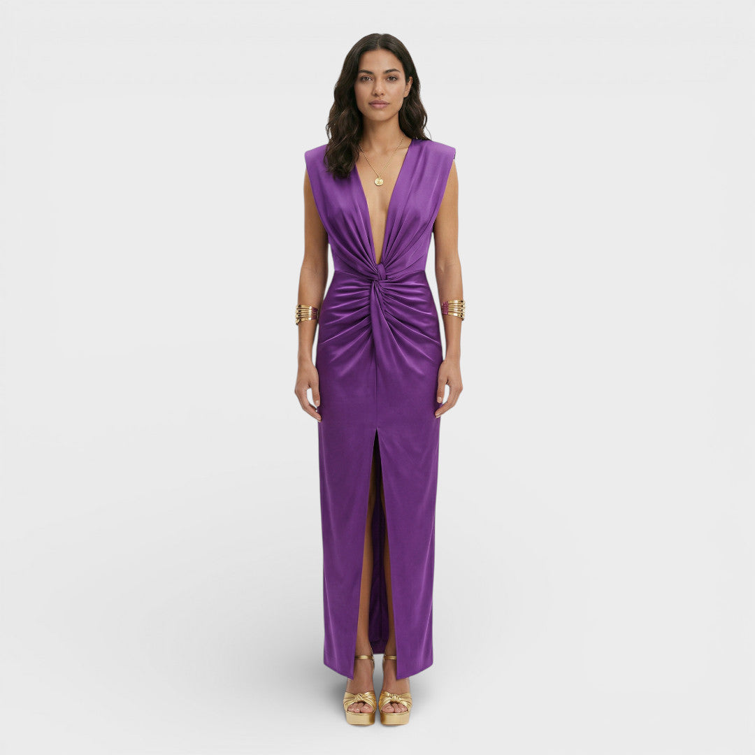 Vestido Midi Mujer Fiesta Escote Pico