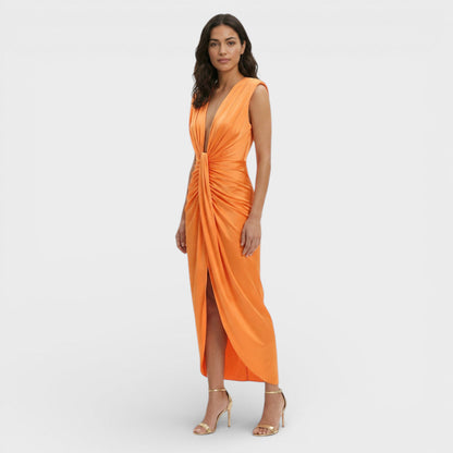 Vestido Midi Mujer Fiesta Escote Pico