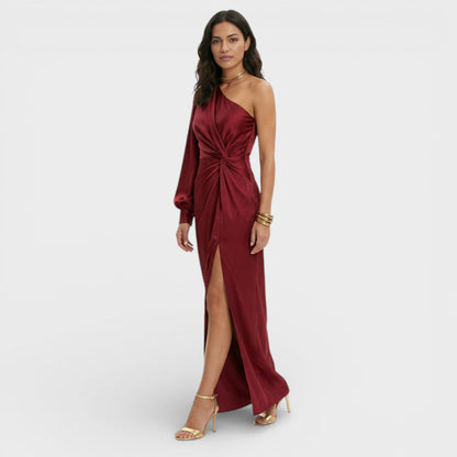 Vestido Largo Mujer Un Hombro Ajustado