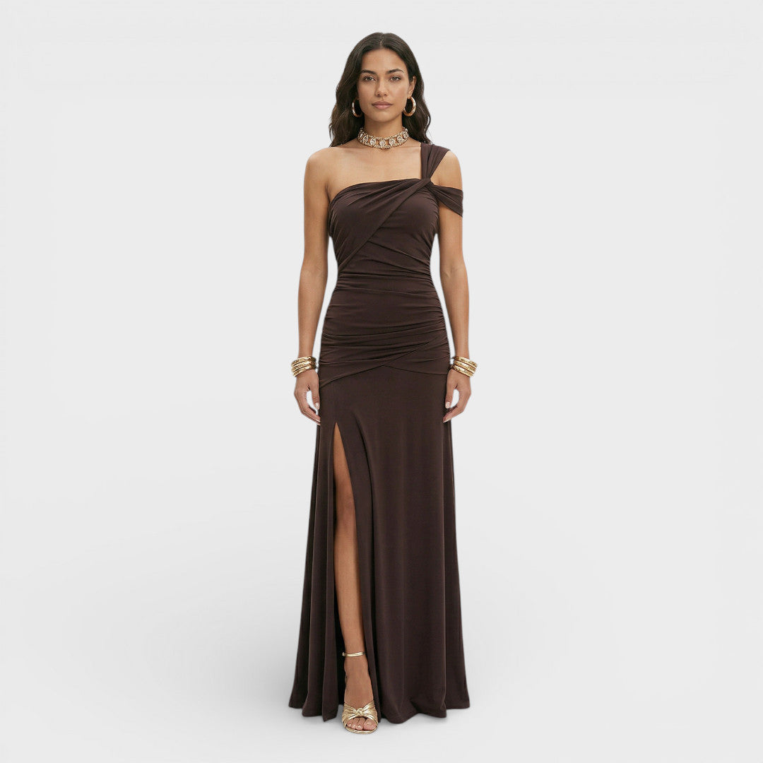 Vestido Largo Mujer Un Hombro Ajustado