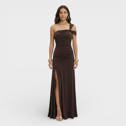 Vestido Largo Mujer Un Hombro Ajustado