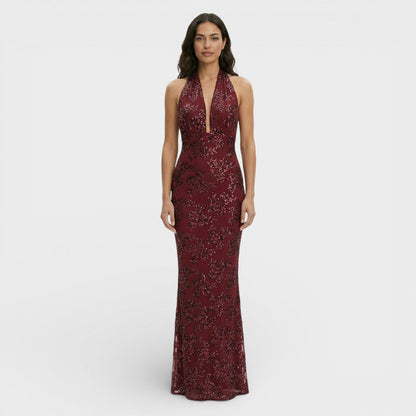 Vestido Largo Mujer de Encaje Estilo Halter