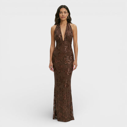 Vestido Largo Mujer de Encaje Estilo Halter - Mavetta