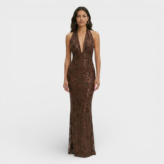 Vestido Largo Mujer de Encaje Estilo Halter - Mavetta