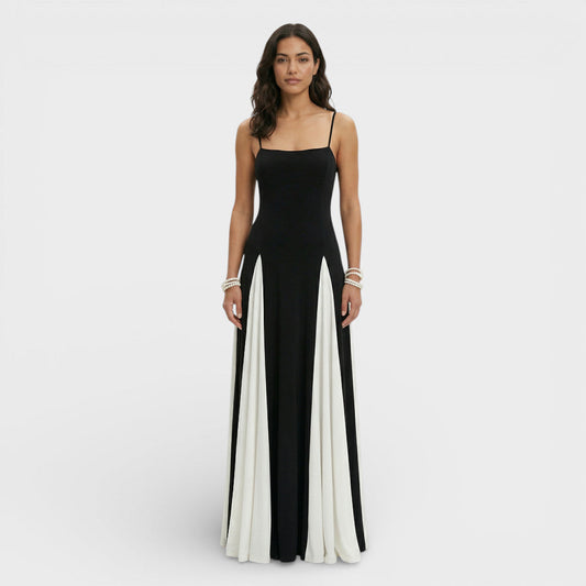 Vestido Largo Mujer Tirantes Ajustado Contraste - Mavetta