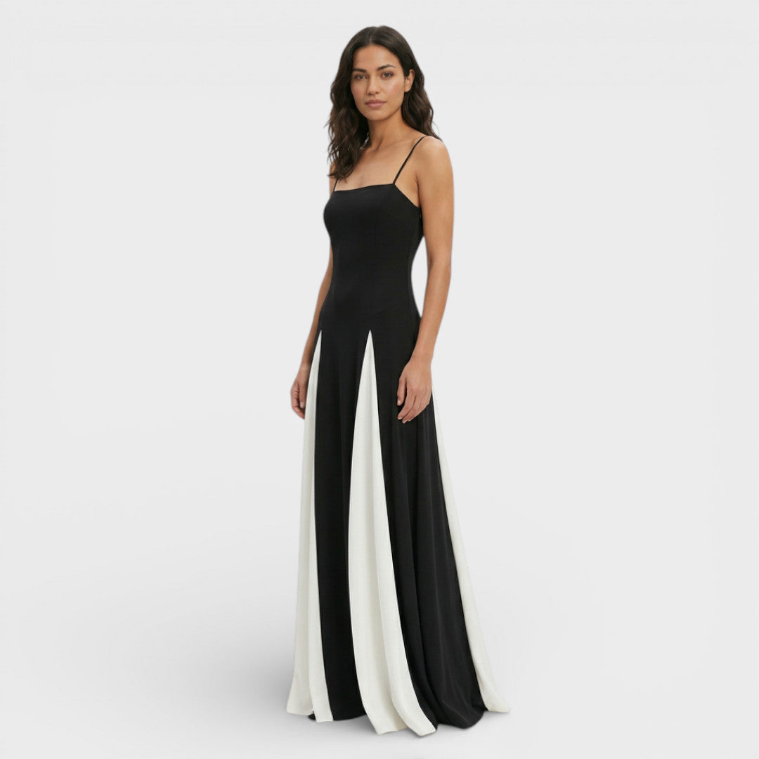 Vestido Largo Mujer Tirantes Ajustado Contraste
