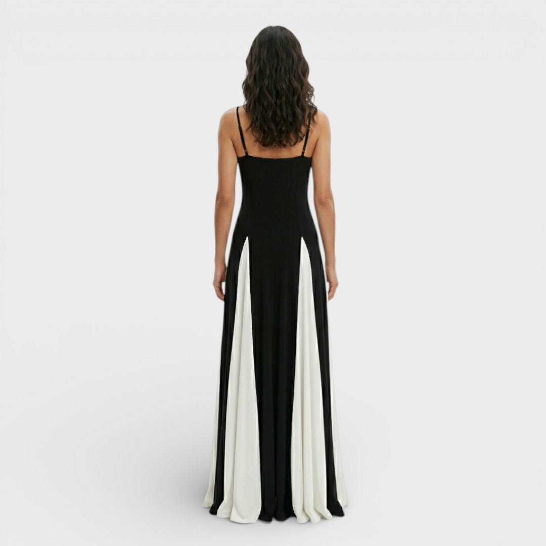 Vestido Largo Mujer Tirantes Ajustado Contraste