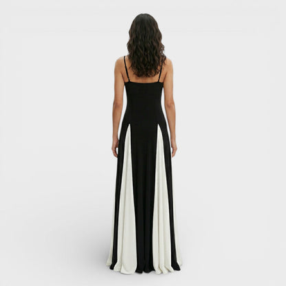 Vestido Largo Mujer Tirantes Ajustado Contraste
