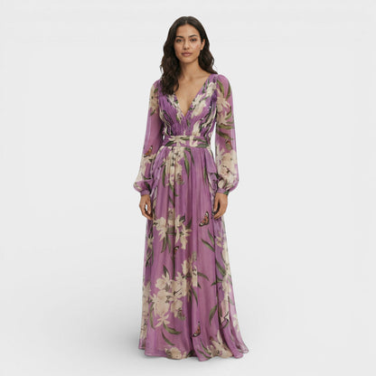 Vestido Largo Mujer Tela Estampada Ajuste Fluido - Mavetta
