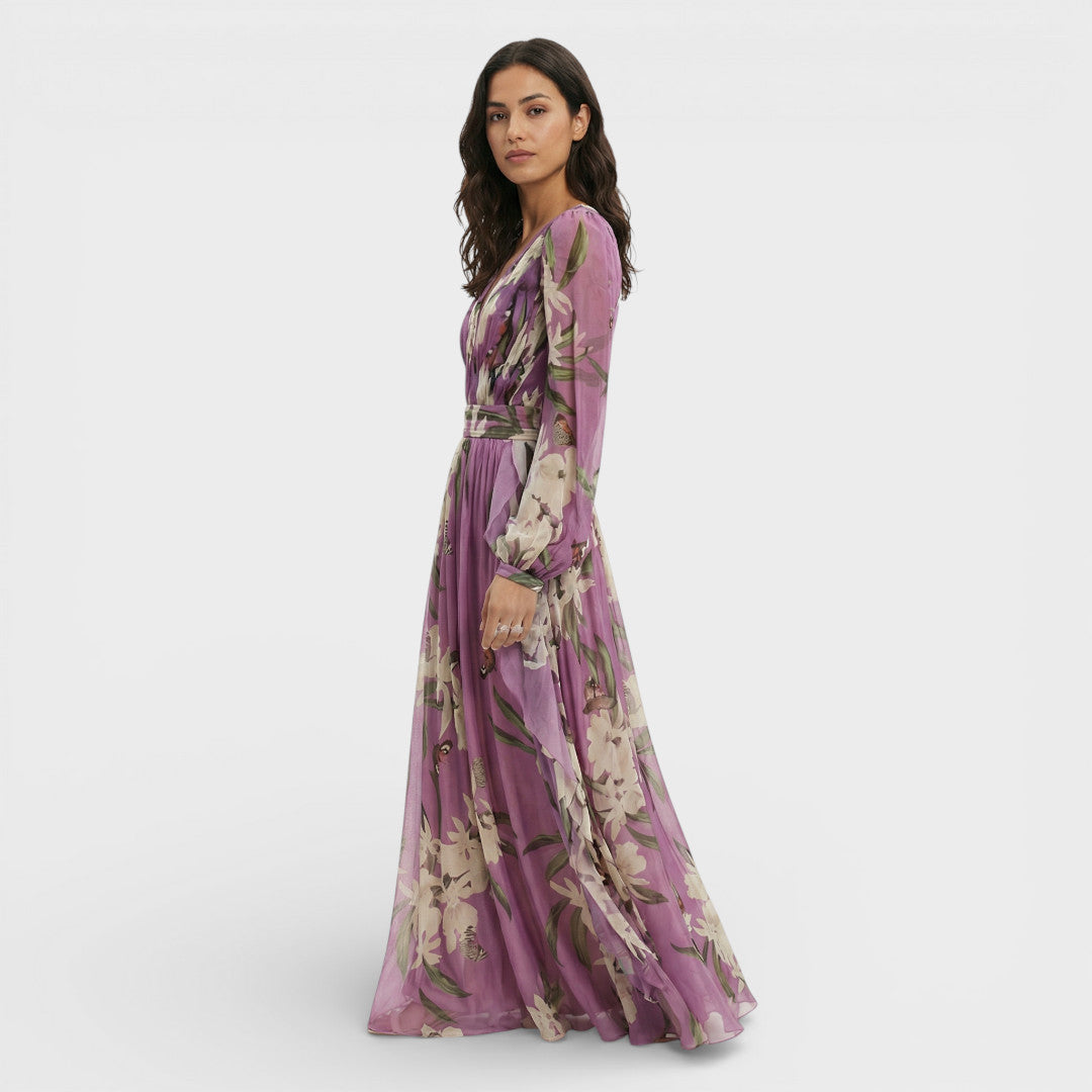 Vestido Largo Mujer Tela Estampada Ajuste Fluido