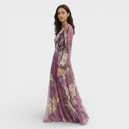 Vestido Largo Mujer Tela Estampada Ajuste Fluido