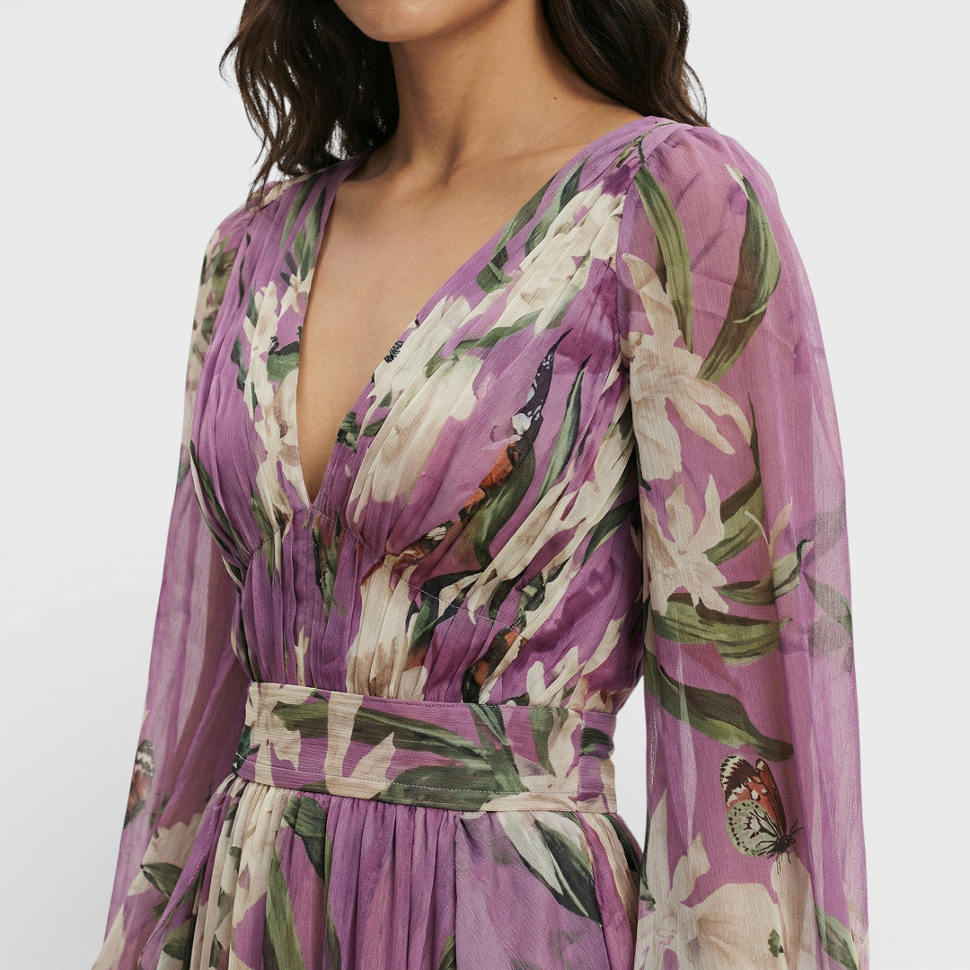 Vestido Largo Mujer Tela Estampada Ajuste Fluido