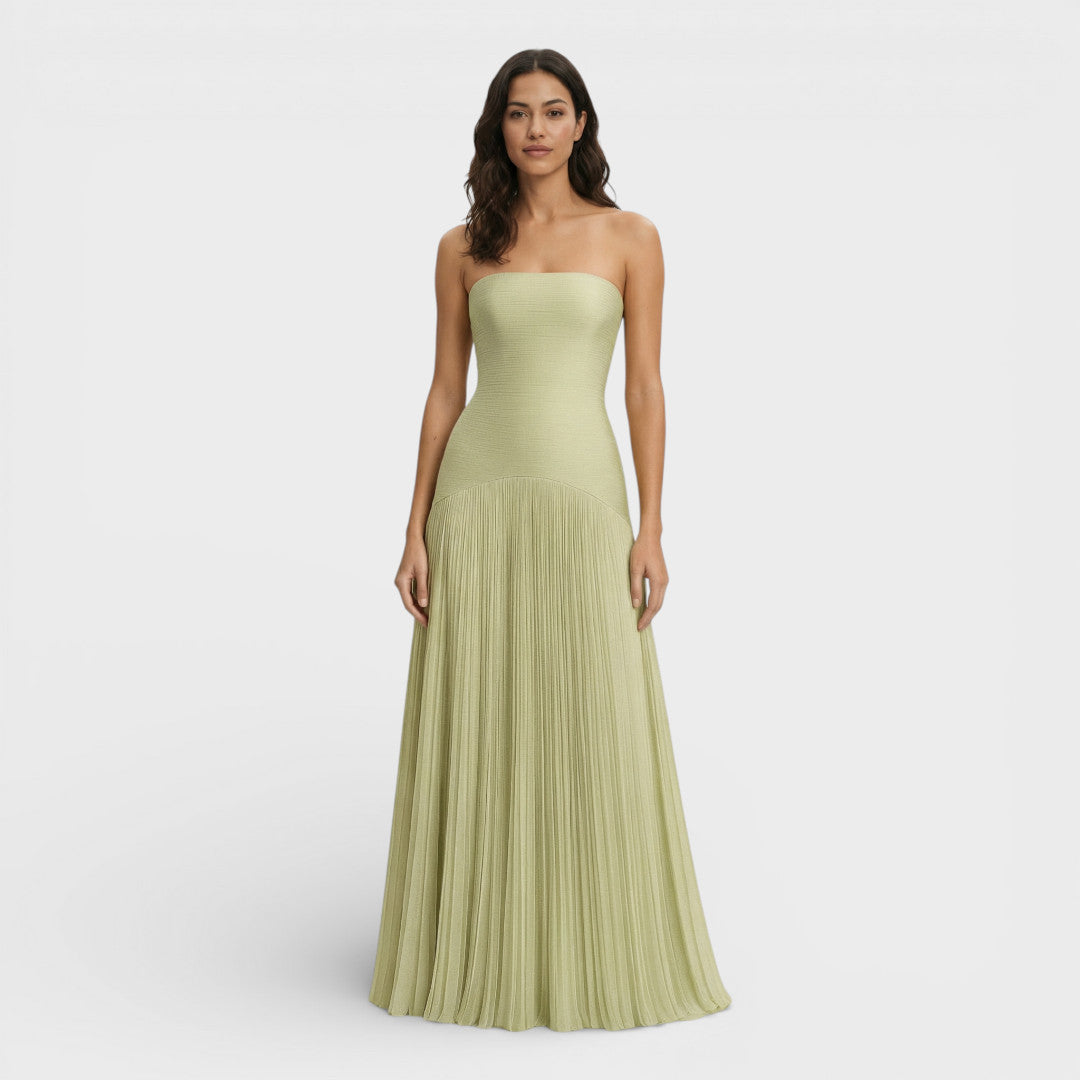 Vestido Largo Mujer Plisado Elegante
