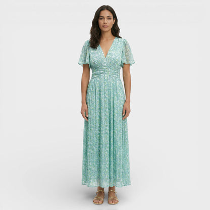 Vestido Largo Mujer de Tela Floral Corte Elegante