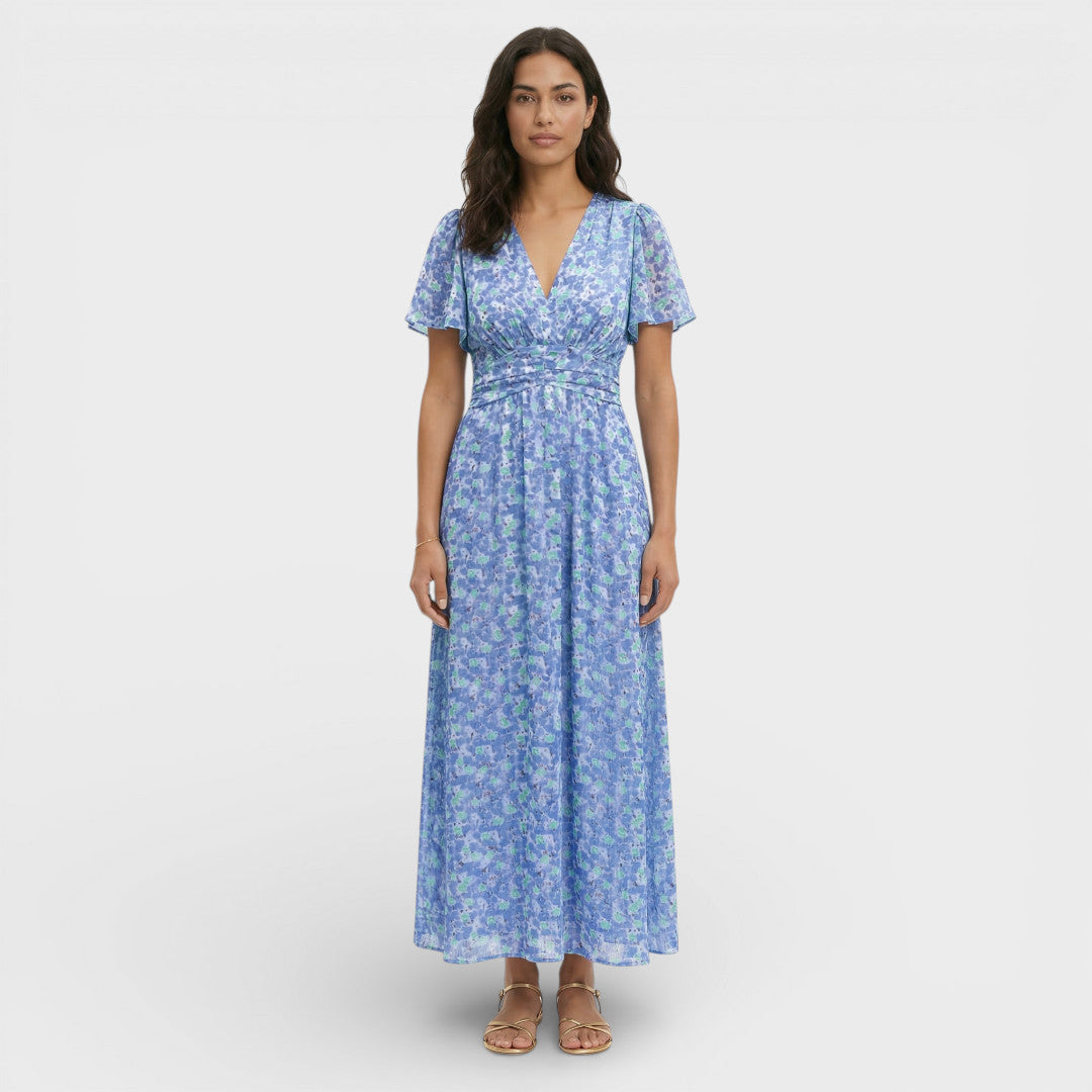 Vestido Largo Mujer de Tela Floral Corte Elegante