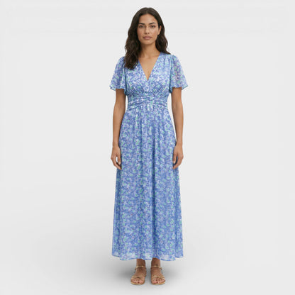 Vestido Largo Mujer de Tela Floral Corte Elegante