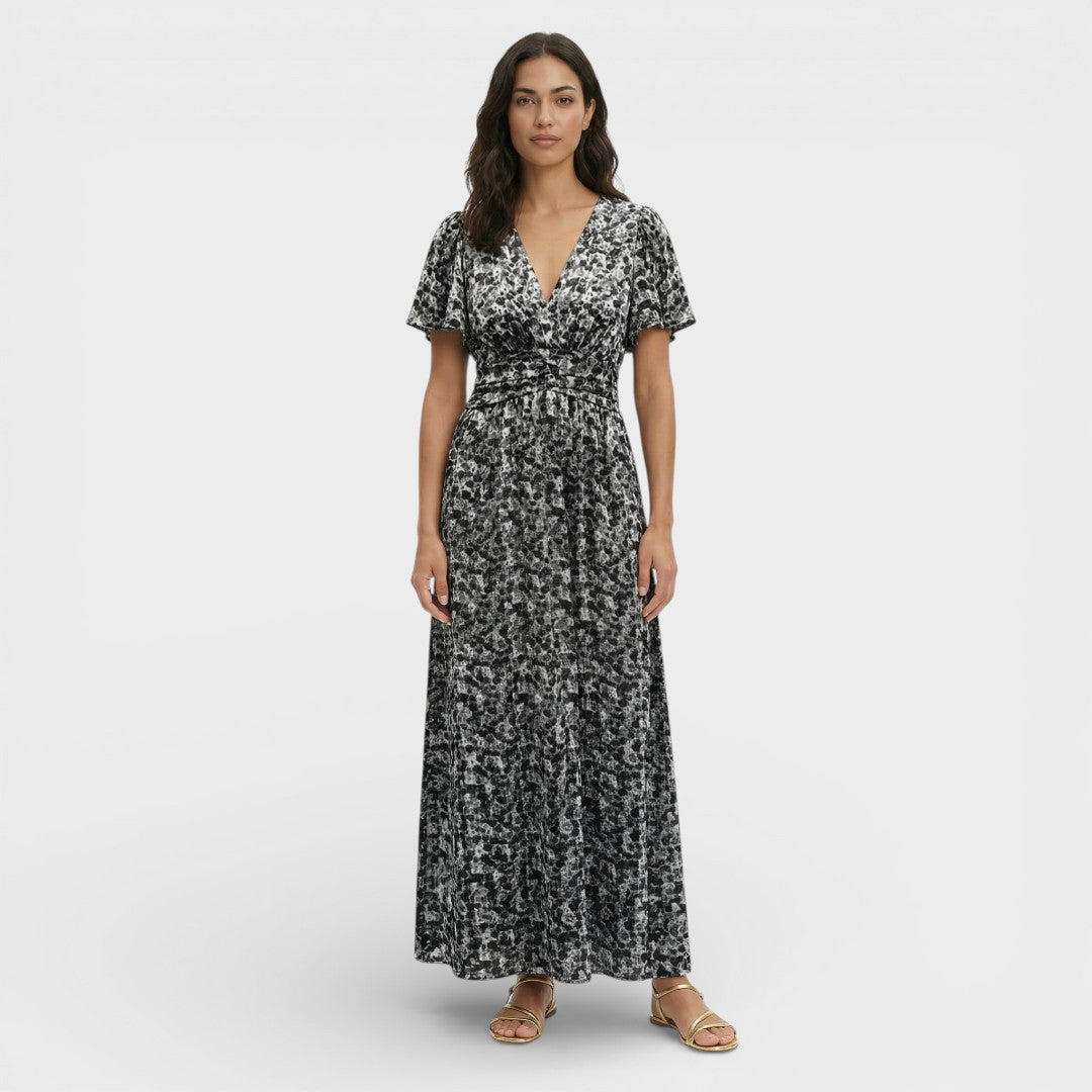 Vestido Largo Mujer de Tela Floral Corte Elegante