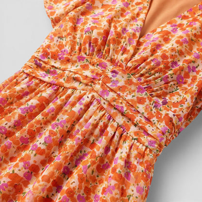 Vestido Largo Mujer de Tela Floral Corte Elegante
