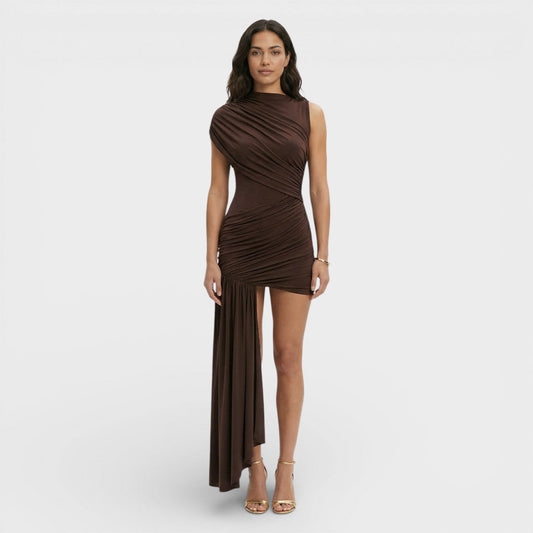 Vestido Mini Mujer Asimétrico Fruncido - Mavetta