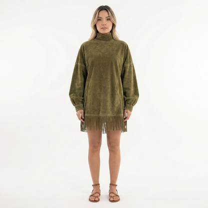 Vestido Corto Mujer de Antelina con Flecos - Mavetta