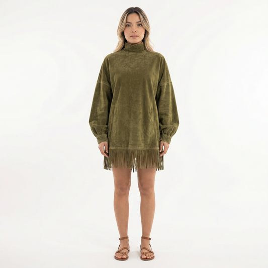 Vestido Corto Mujer de Antelina con Flecos - Mavetta