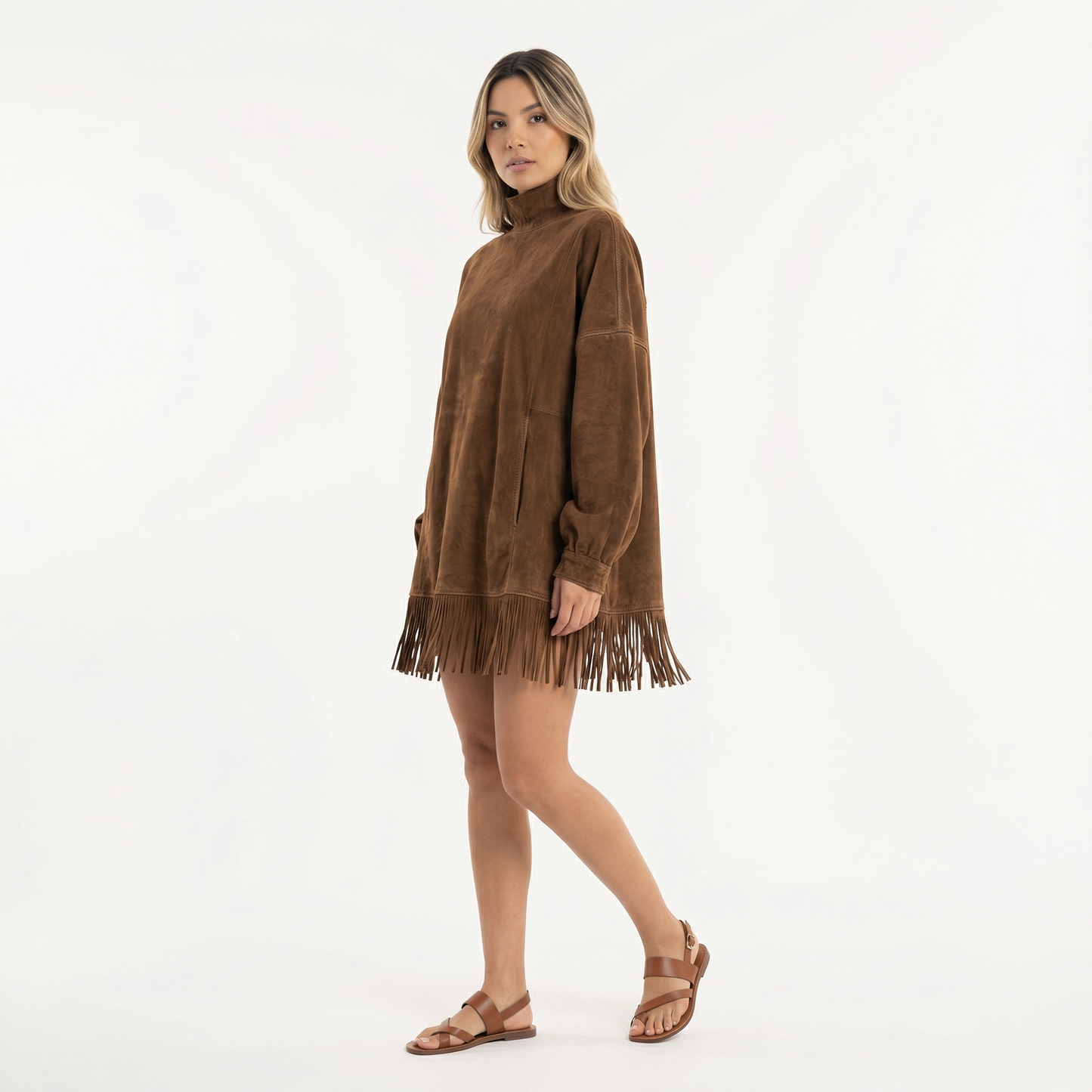 Vestido Corto Mujer de Antelina con Flecos