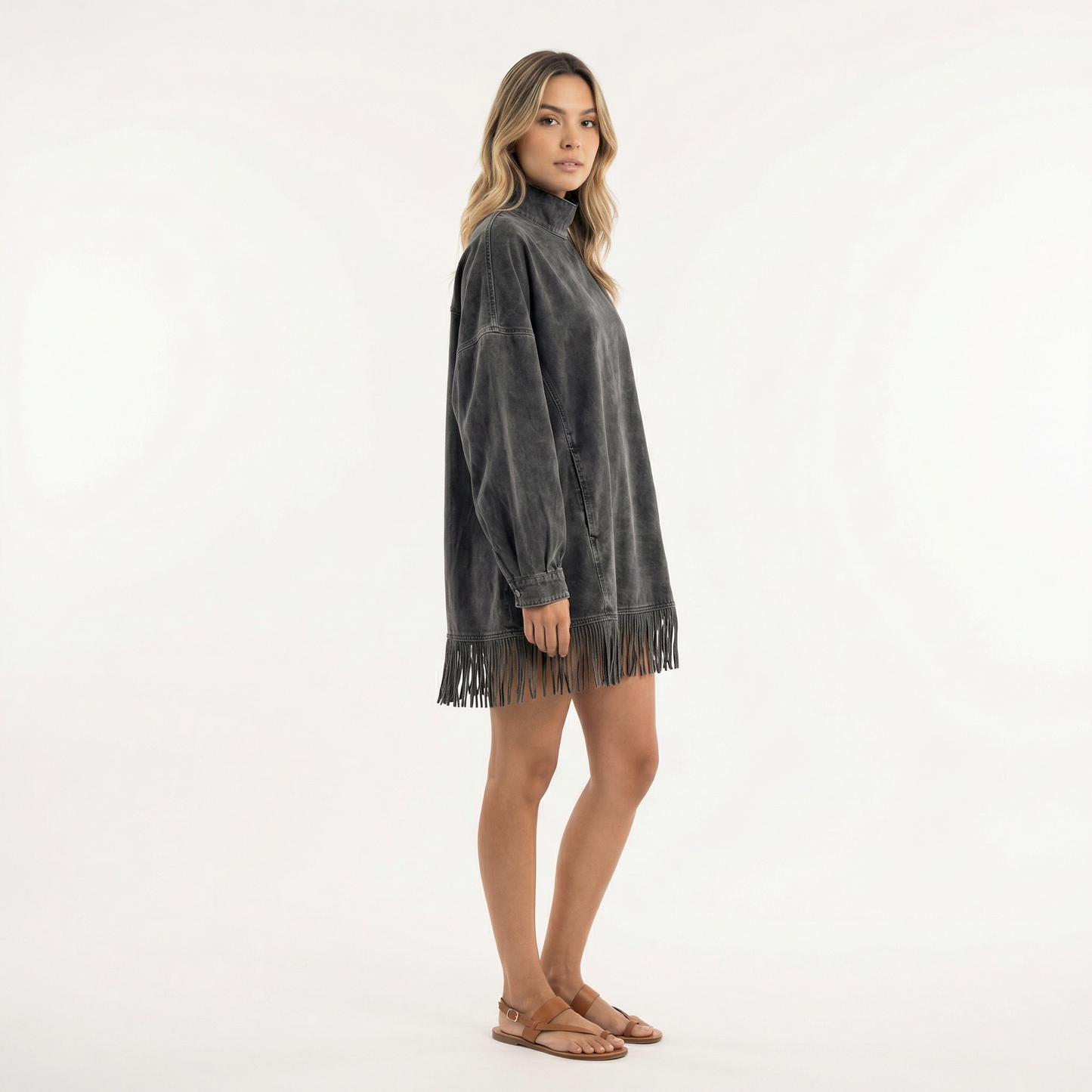 Vestido Corto Mujer de Antelina con Flecos