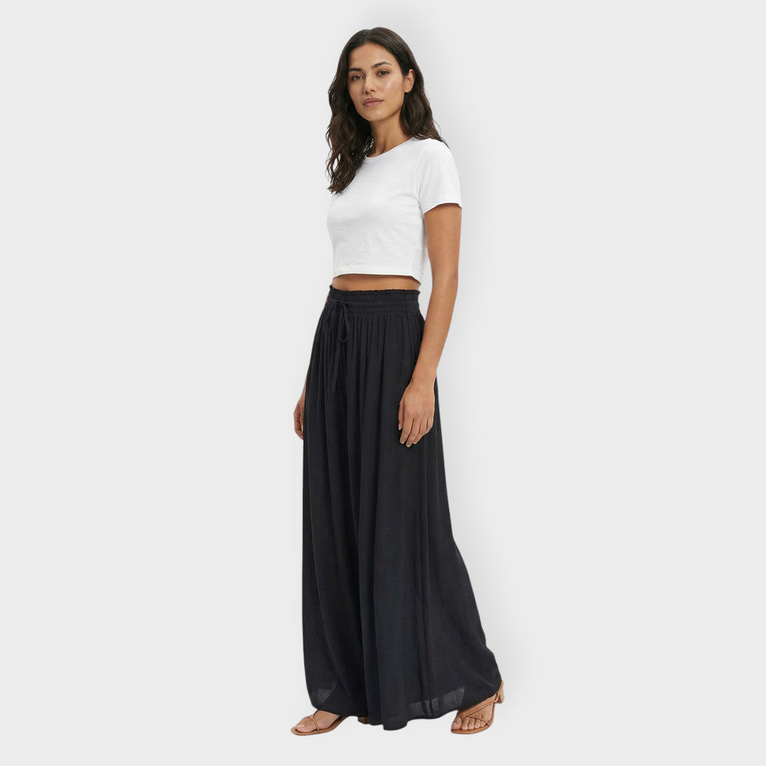 Pantalones Mujer Tela Suave Cintura Elástica Anchos