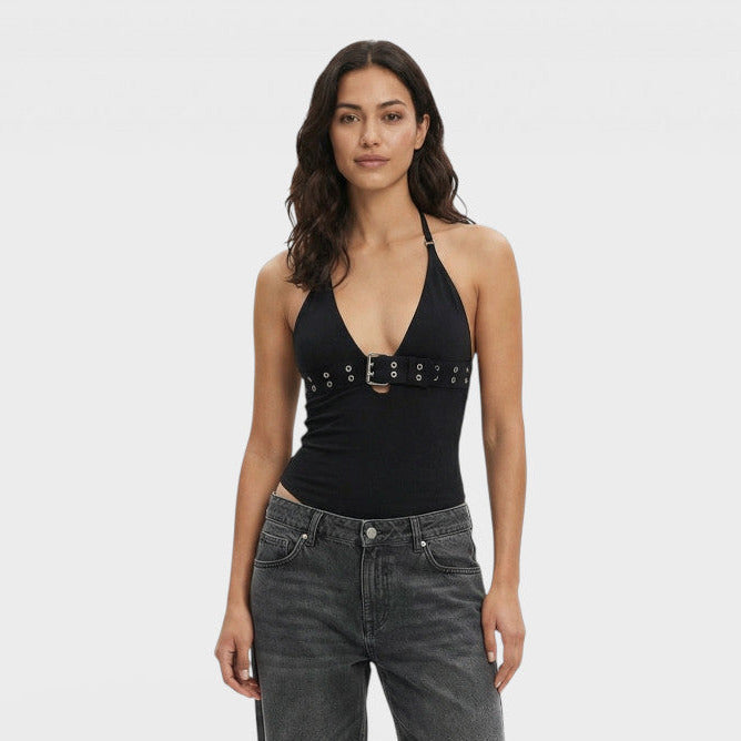 Halter Mujer Ajustado Sin Mangas