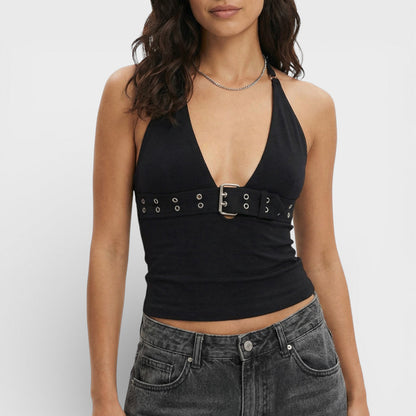 Halter Mujer Ajustado Sin Mangas