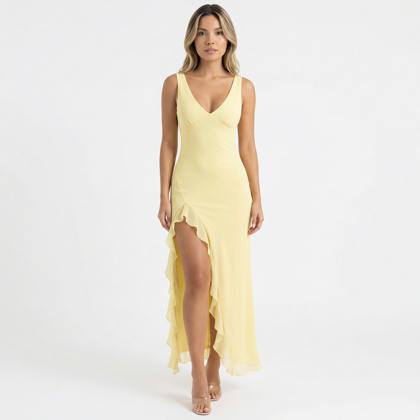Vestido Fiesta Mujer con Volantes y Corte Ajustado