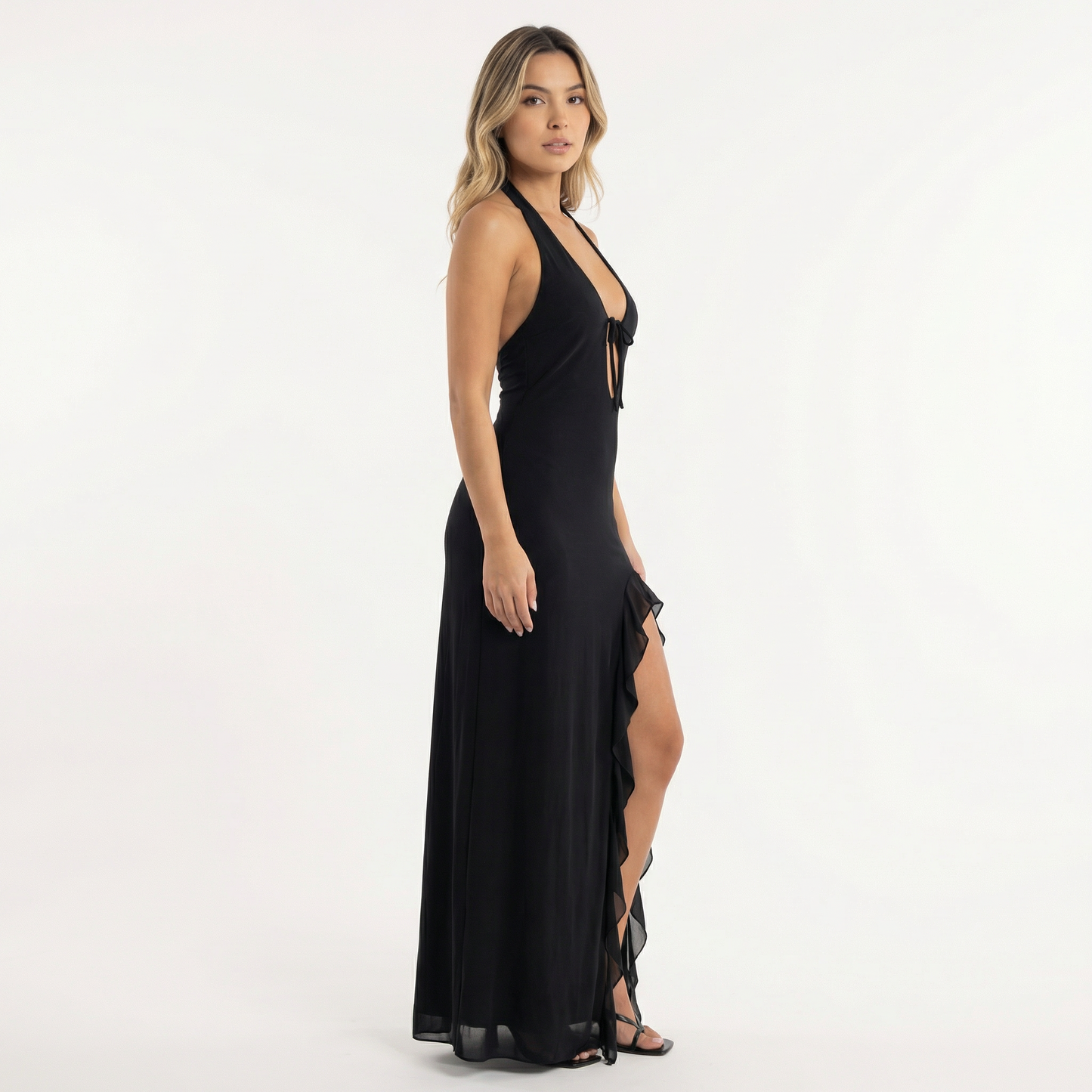 Vestido Fiesta Mujer con Volantes y Corte Ajustado