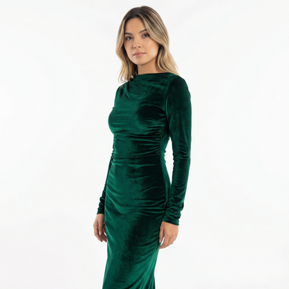 Vestido Midi Mujer de Tela Fluida Ajuste Elegante