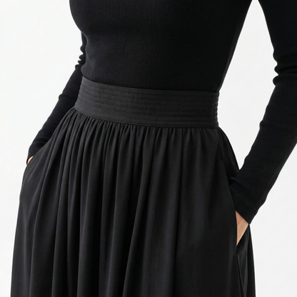 Vestido Largo Mujer Plisado Cuello Alto