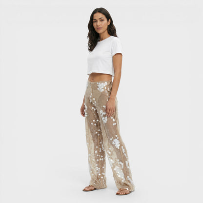 Pantalones Mujer de Lentejuelas Pierna Ancha - Mavetta