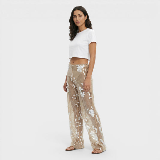 Pantalones Mujer de Lentejuelas Pierna Ancha - Mavetta