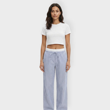 Pantalones Mujer de Rayas Cintura Elástica Anchos