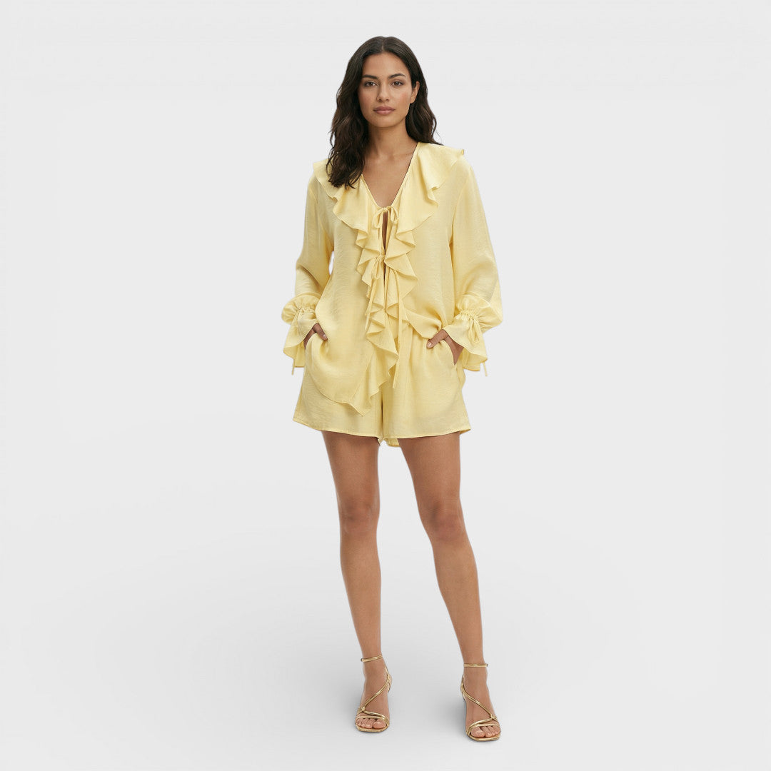 Conjunto Mujer Dos Piezas Shorts Volantes