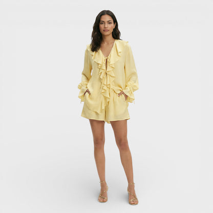 Conjunto Mujer Dos Piezas Shorts Volantes