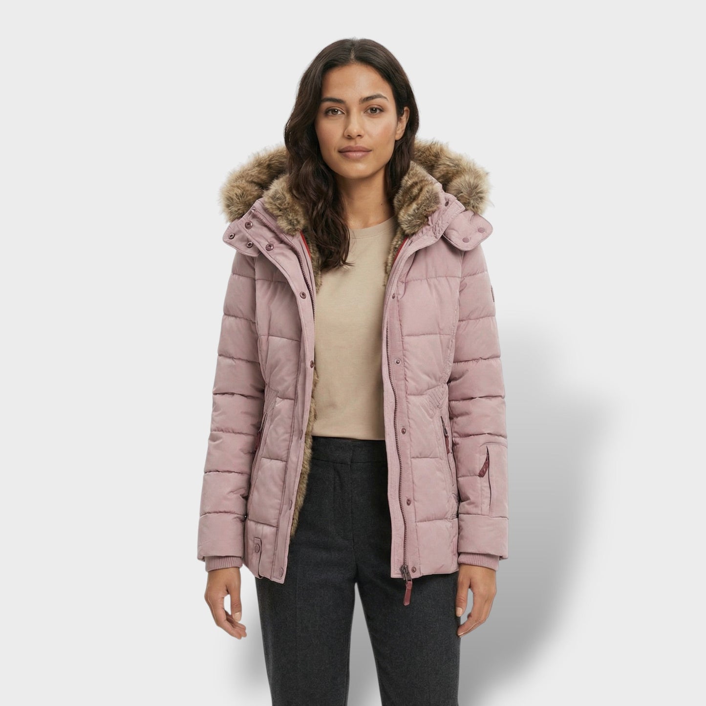 Chaqueta Teddy Mujer Con Capucha Cremallera