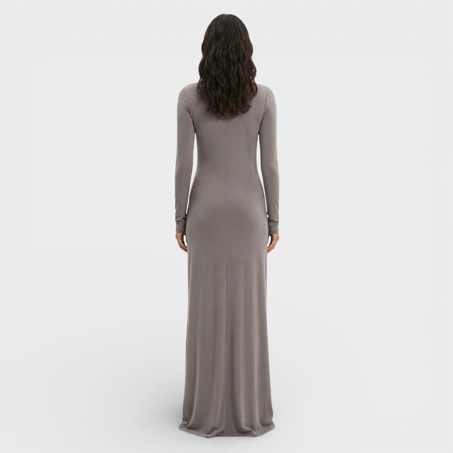 Vestido Largo Fruncido Elegante Mujer