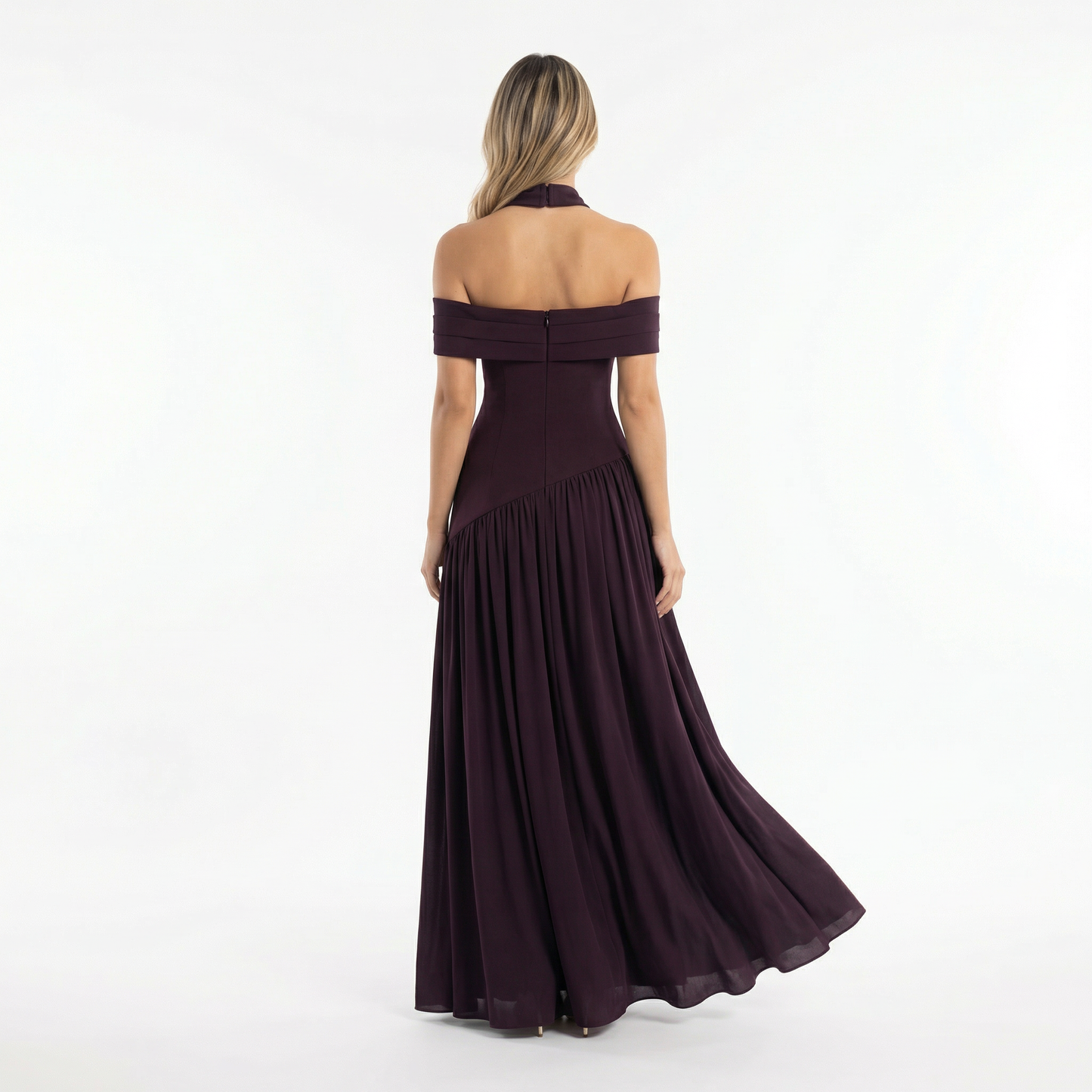 Vestido Largo Mujer Fiesta Corte Asimétrico