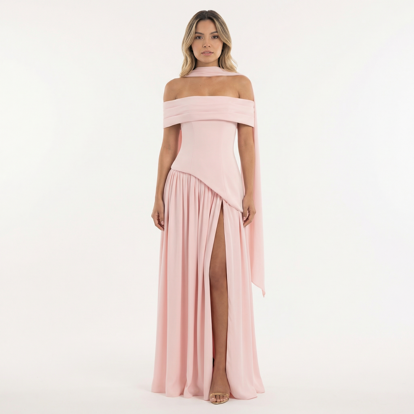 Vestido Largo Mujer Fiesta Corte Asimétrico