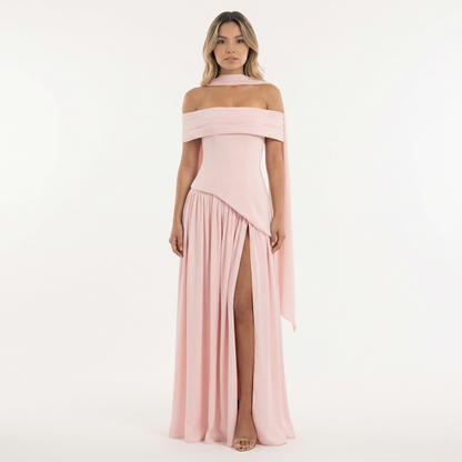 Vestido Largo Mujer Fiesta Corte Asimétrico