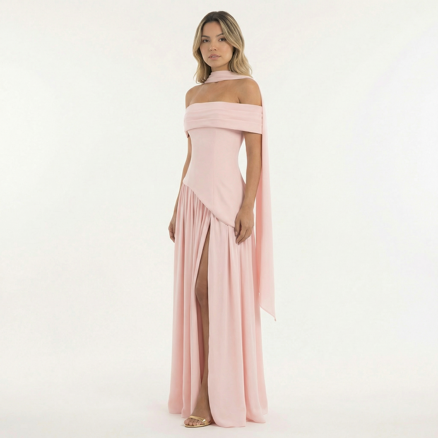 Vestido Largo Mujer Fiesta Corte Asimétrico