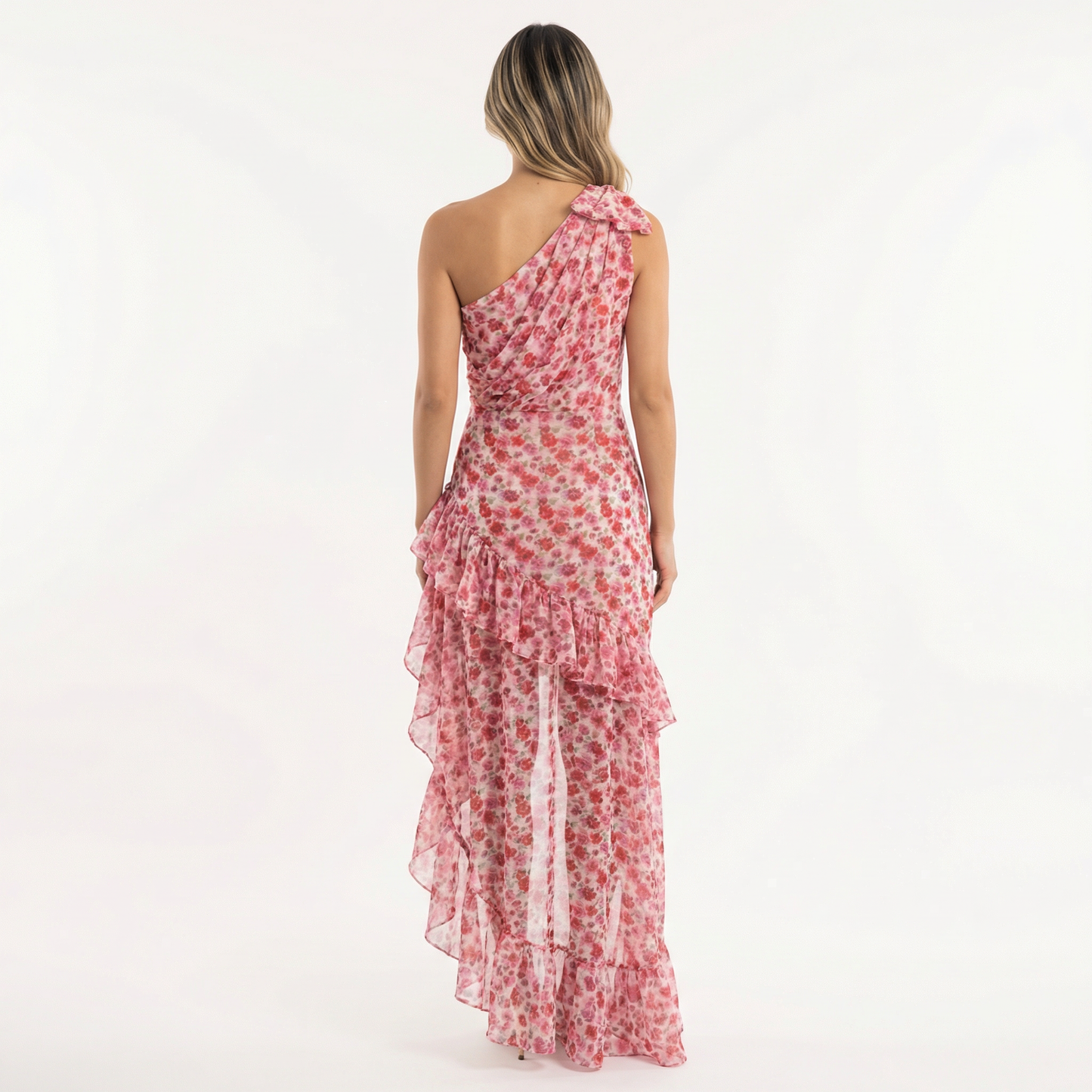 Vestido Midi Mujer Estampado Floral Corte Asimétrico